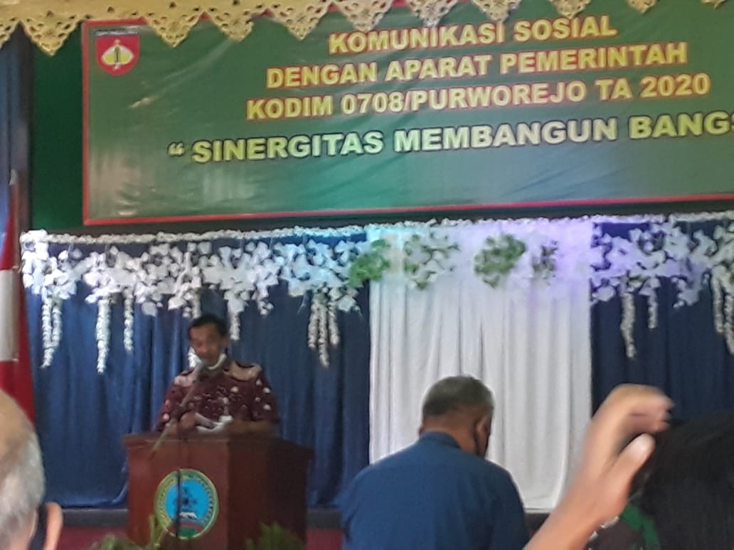 Dalam rangka menghadiri dan mengikuti Komunikasi Sosial dengan Aparat Pemerintah KODIM 0708 Purworejo Tahun Anggaran 2020 dengan Tema Sinergitas Membangun Bangsa pada tanggal 25 Juni 2020